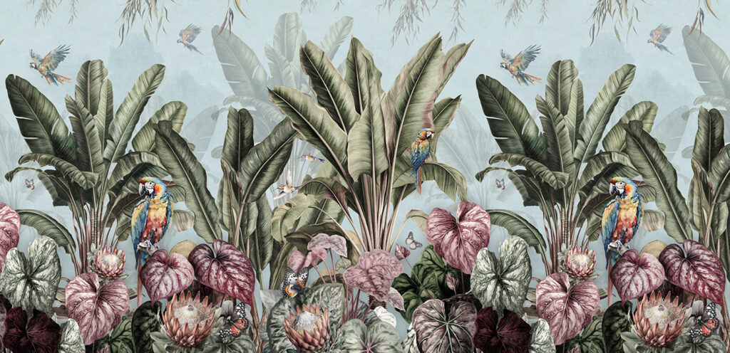 u96259p 1024x496 - Papel pintado con plantas y pájaros tropicales - tegory