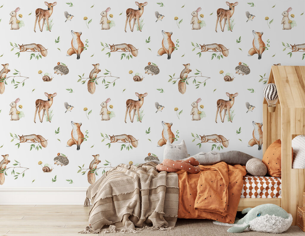 A pattern of animals and plants