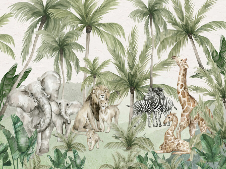 Grupo de animales en una selva Grupo de animales en una selva
