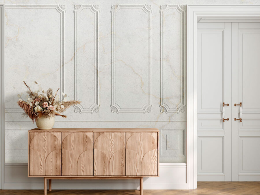 Pared blanca con diseños rectangulares