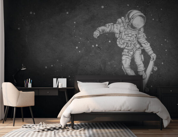 Dibujo de un astronauta en monopatín Dibujo de un astronauta en monopatín
