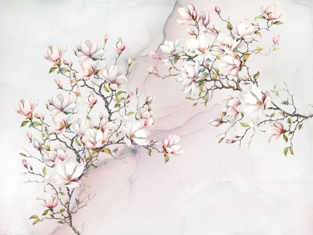 Painting of flowers on a marble surface Painting of flowers on a marble surface