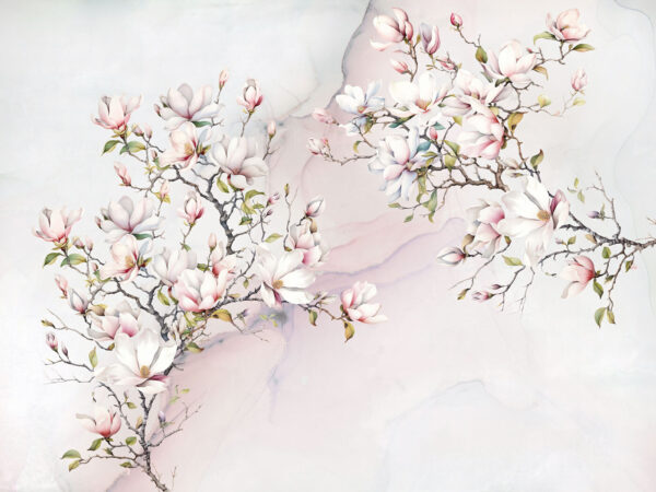 Painting of flowers on a marble surface Painting of flowers on a marble surface