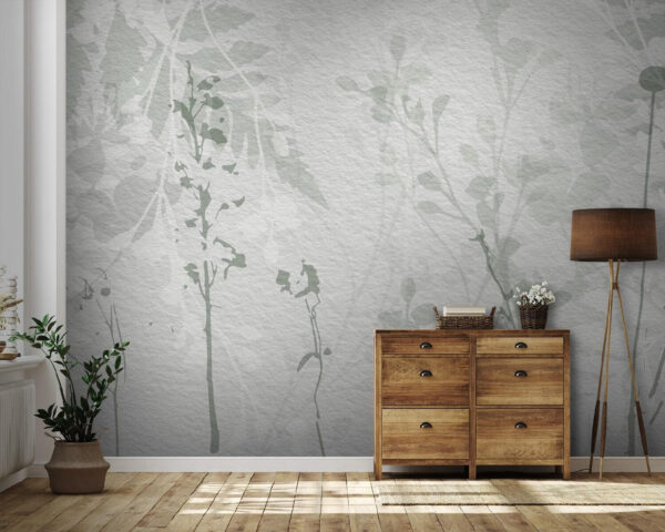Pared blanca con hojas verdes Pared blanca con hojas verdes