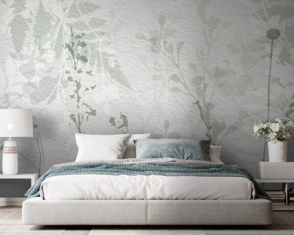 Pared blanca con hojas verdes Pared blanca con hojas verdes
