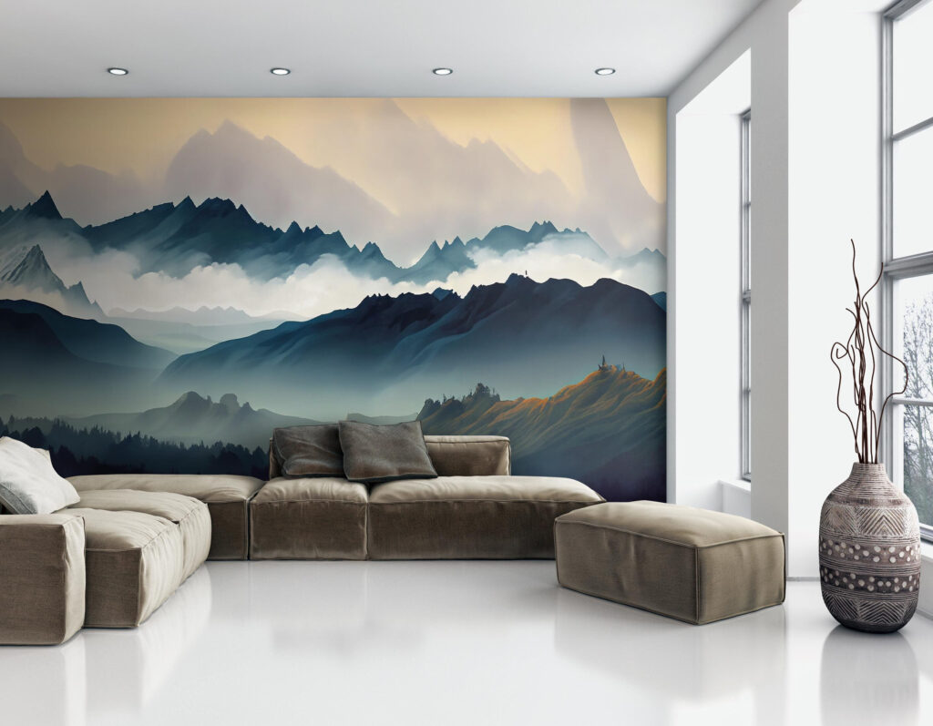 Landscape of mountains and fog Landscape of mountains and fog