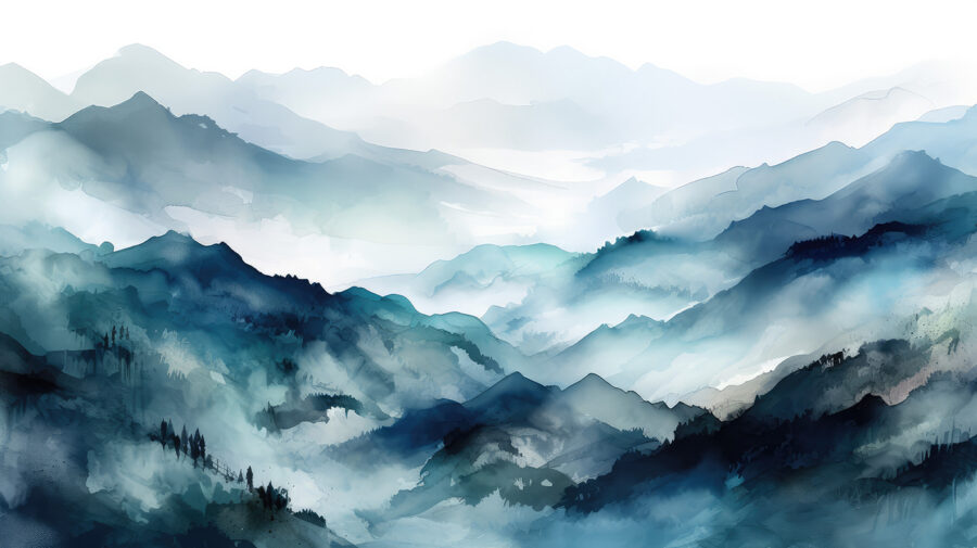 Pintura de una cordillera