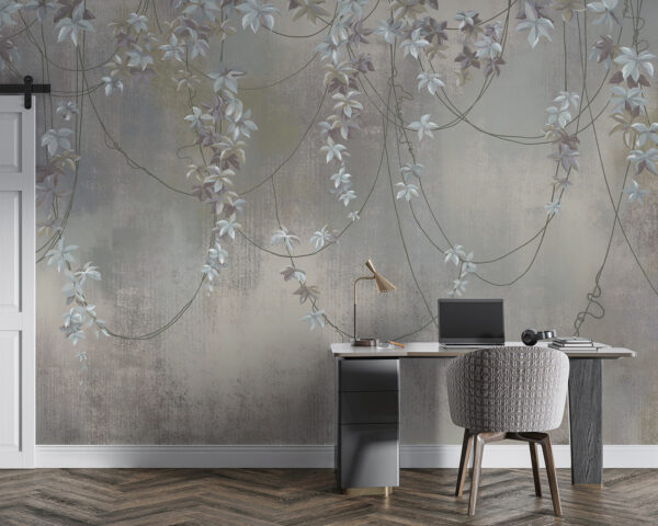 Papel pintado con flores blancas Papel pintado con flores blancas