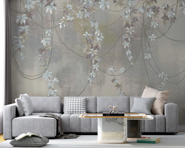 Papel pintado con flores blancas Papel pintado con flores blancas