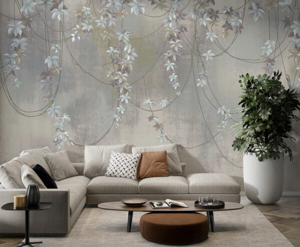 Papel pintado con flores blancas Papel pintado con flores blancas