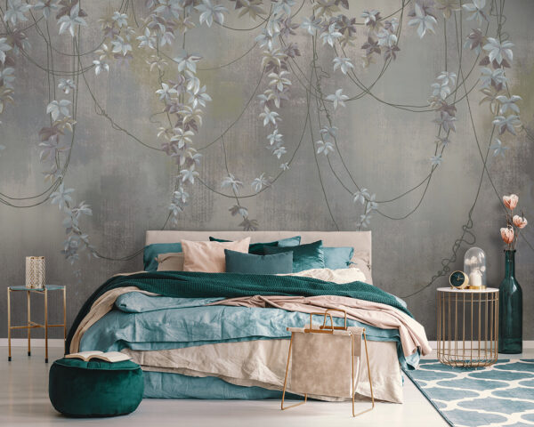 Papel pintado con flores blancas Papel pintado con flores blancas