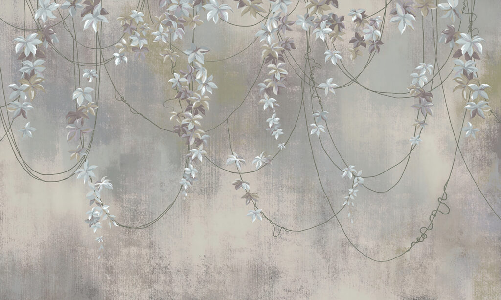 Papel pintado con flores blancas Papel pintado con flores blancas