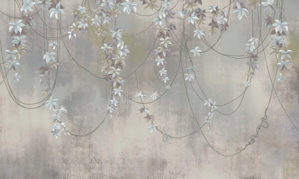 Papel pintado con flores blancas Papel pintado con flores blancas
