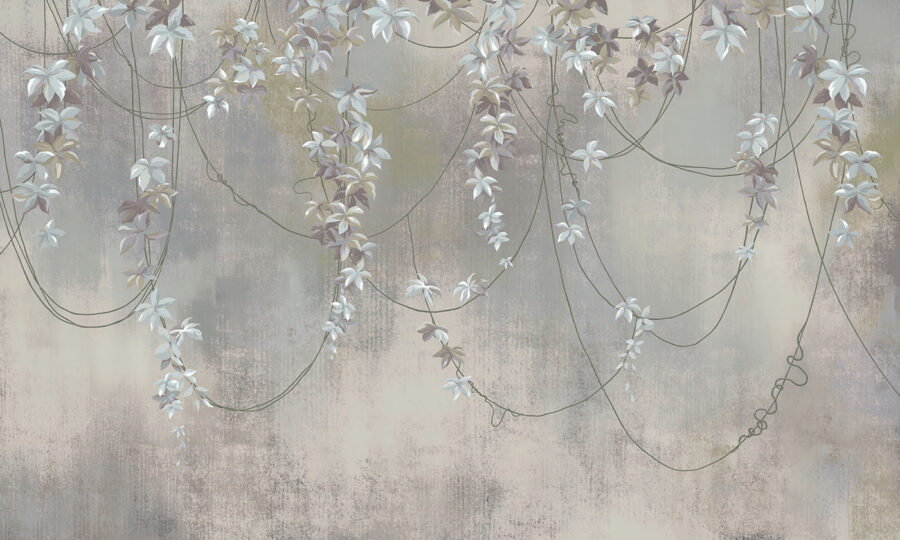 Papel pintado con flores blancas