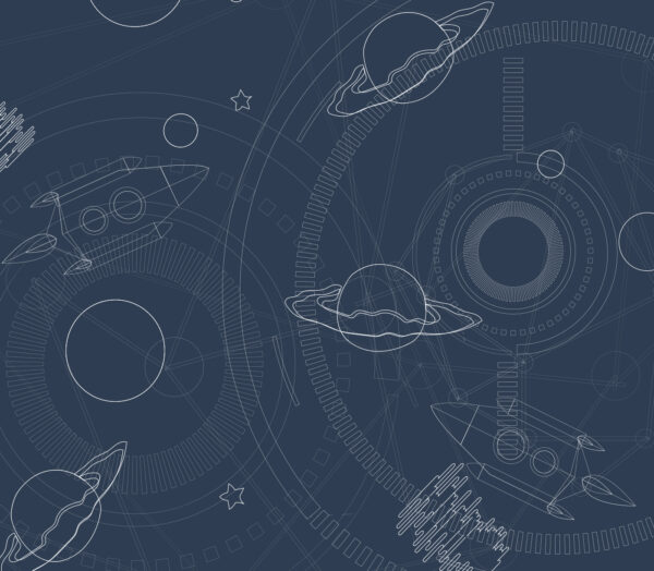 Fondo azul y blanco con planetas y estrellas Fondo azul y blanco con planetas y estrellas