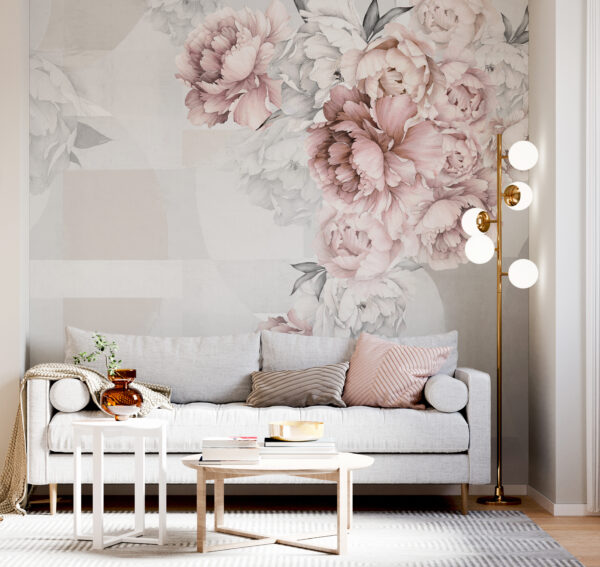 Soft florals complementing abstract shapes Soft florals complementing abstract shapes