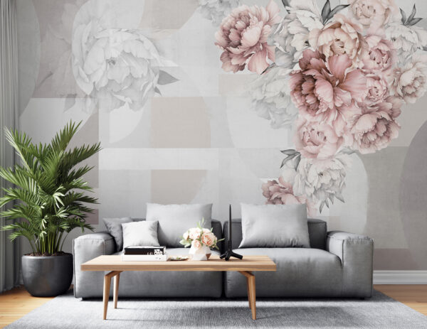 Soft florals complementing abstract shapes Soft florals complementing abstract shapes