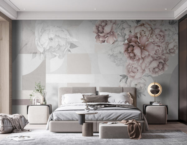 Soft florals complementing abstract shapes Soft florals complementing abstract shapes
