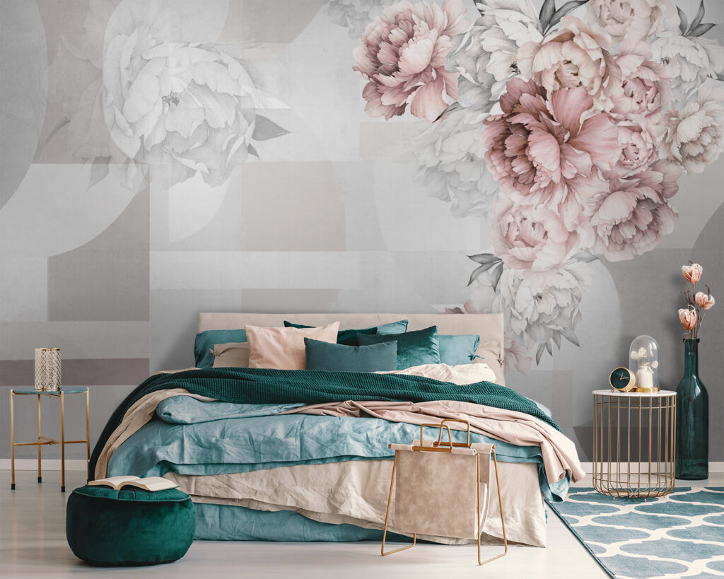 Soft florals complementing abstract shapes Soft florals complementing abstract shapes