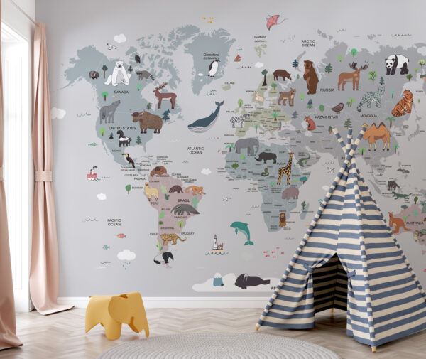 Mapa del mundo con animales Mapa del mundo con animales