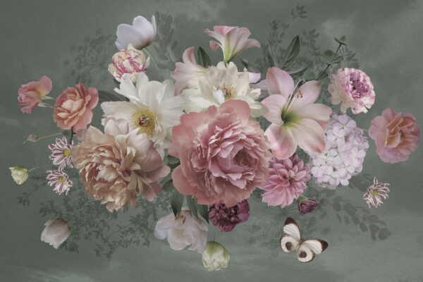 Group of flowers with a butterfly Group of flowers with a butterfly