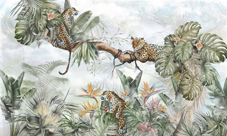 Fotomurales Pintura de un grupo de guepardos en la rama de un árbol - Imagen 6