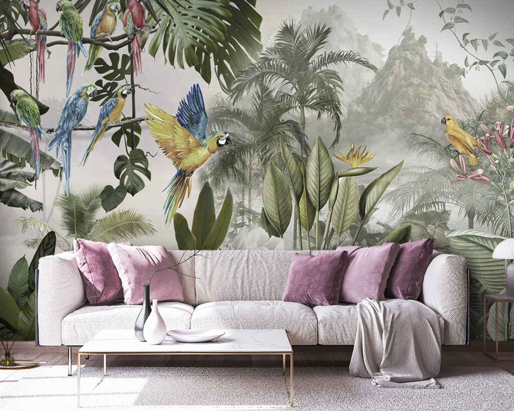 Group of birds in a forest