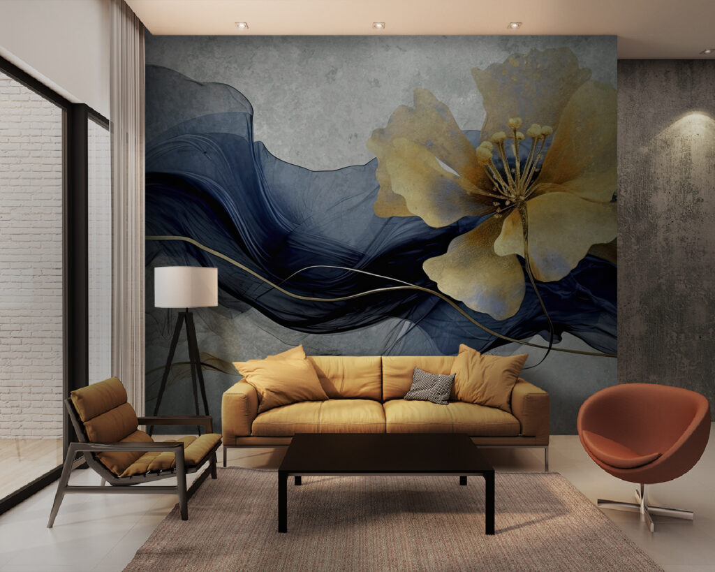 Elegant flower amidst flowing silk