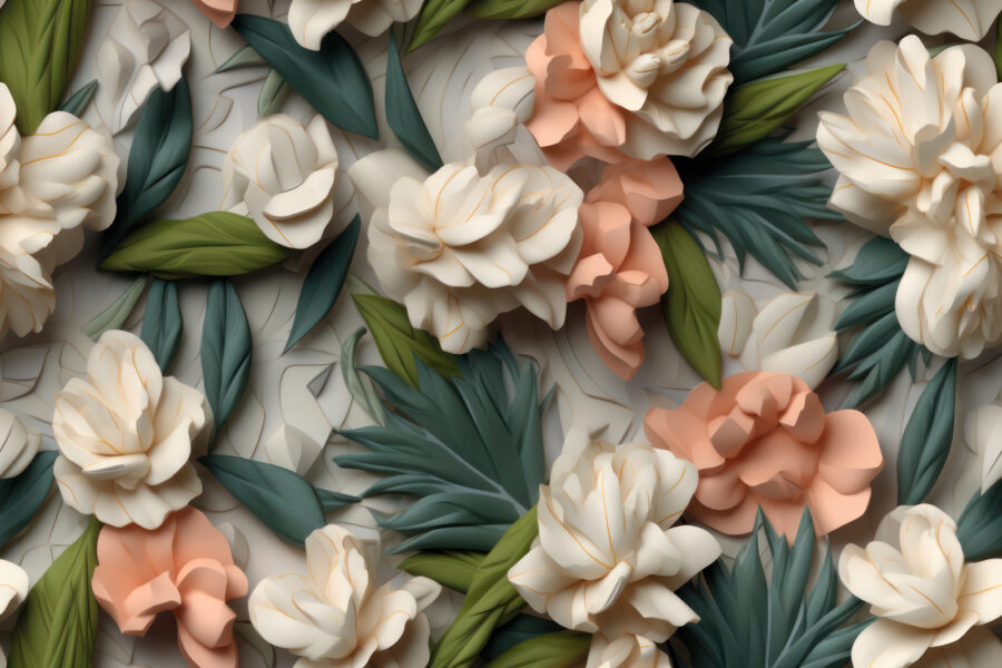 Flores delicadas con exuberante vegetación.