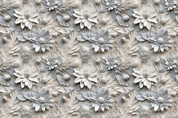 Estampado de flores blancas en una pared Estampado de flores blancas en una pared