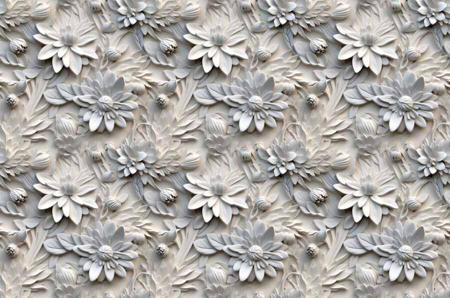 Estampado de flores blancas en una pared Estampado de flores blancas en una pared