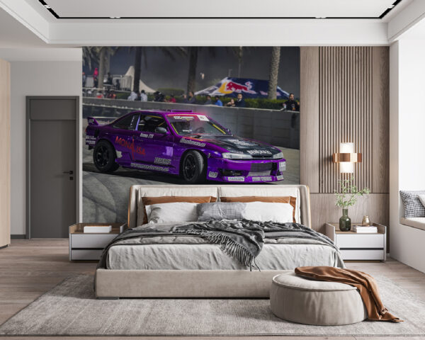 Coche morado en una pista Coche morado en una pista
