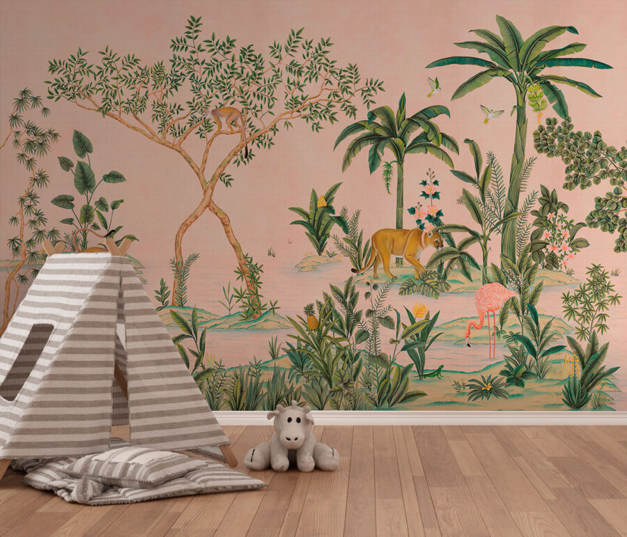 Papel pintado con animales y árboles Papel pintado con animales y árboles