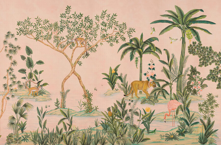 Papel pintado con animales y árboles Papel pintado con animales y árboles