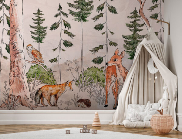 Mural con animales y árboles Mural con animales y árboles
