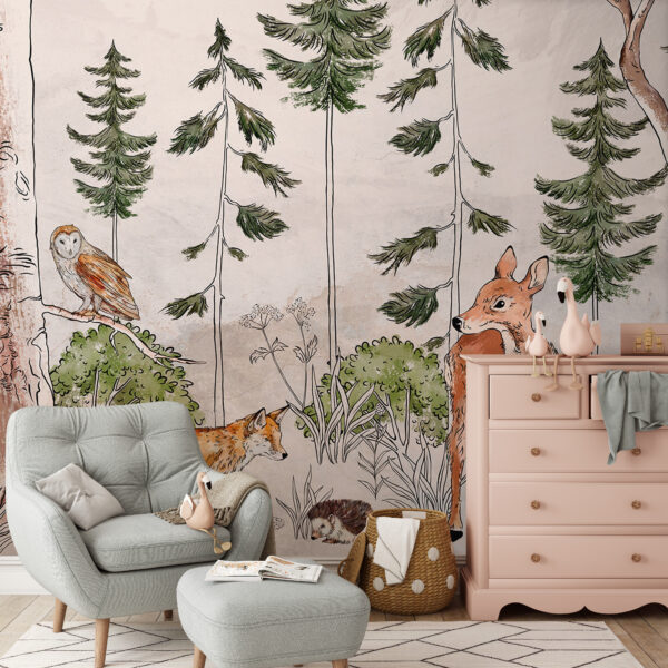 Mural con animales y árboles Mural con animales y árboles