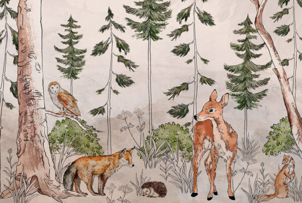 Mural con animales y árboles Mural con animales y árboles