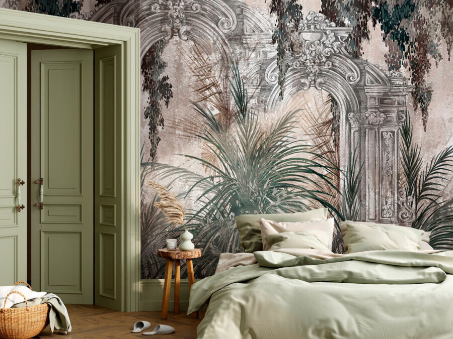 Fotomurales Pintura de un arco de piedra con plantas - Imagen 2