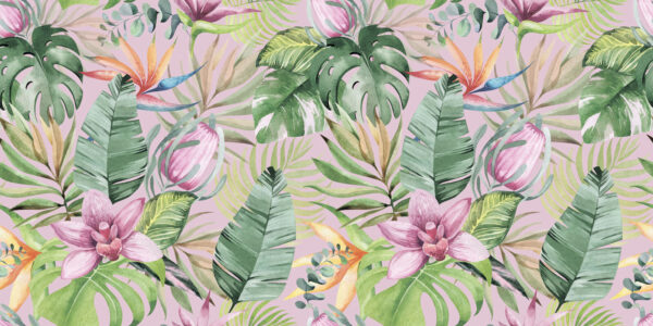 Motivo de hojas y flores tropicales Motivo de hojas y flores tropicales