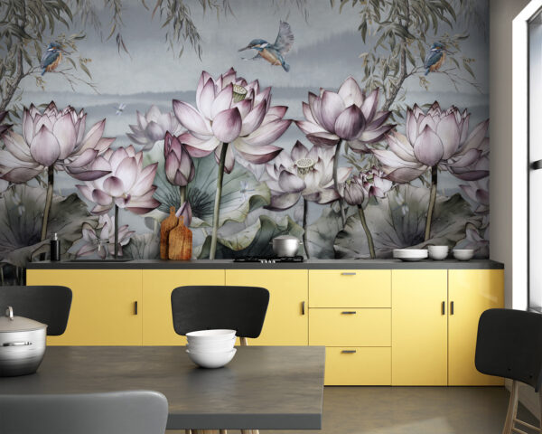 Pintura de flores y un pájaro Pintura de flores y un pájaro