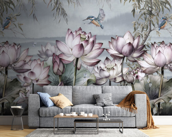 Pintura de flores y un pájaro Pintura de flores y un pájaro