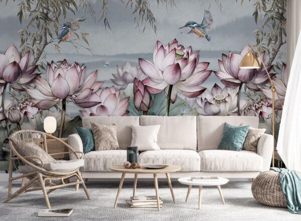 Pintura de flores y un pájaro Pintura de flores y un pájaro