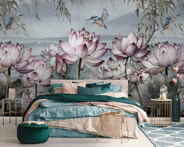 Pintura de flores y un pájaro Pintura de flores y un pájaro