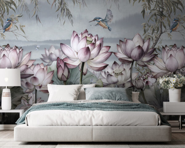 Pintura de flores y un pájaro Pintura de flores y un pájaro