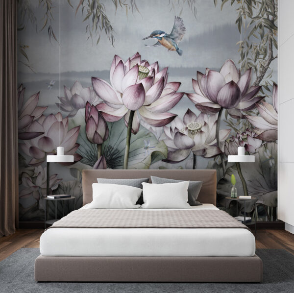 Pintura de flores y un pájaro Pintura de flores y un pájaro