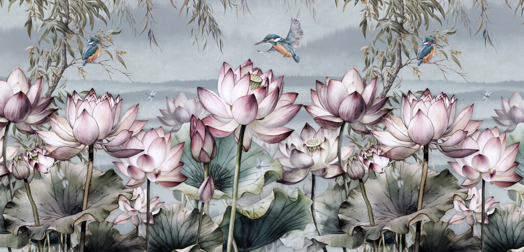 Pintura de flores y un pájaro Pintura de flores y un pájaro