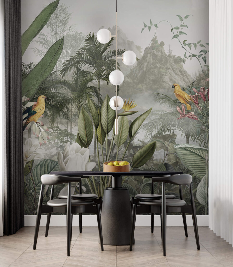 Group of plants and birds