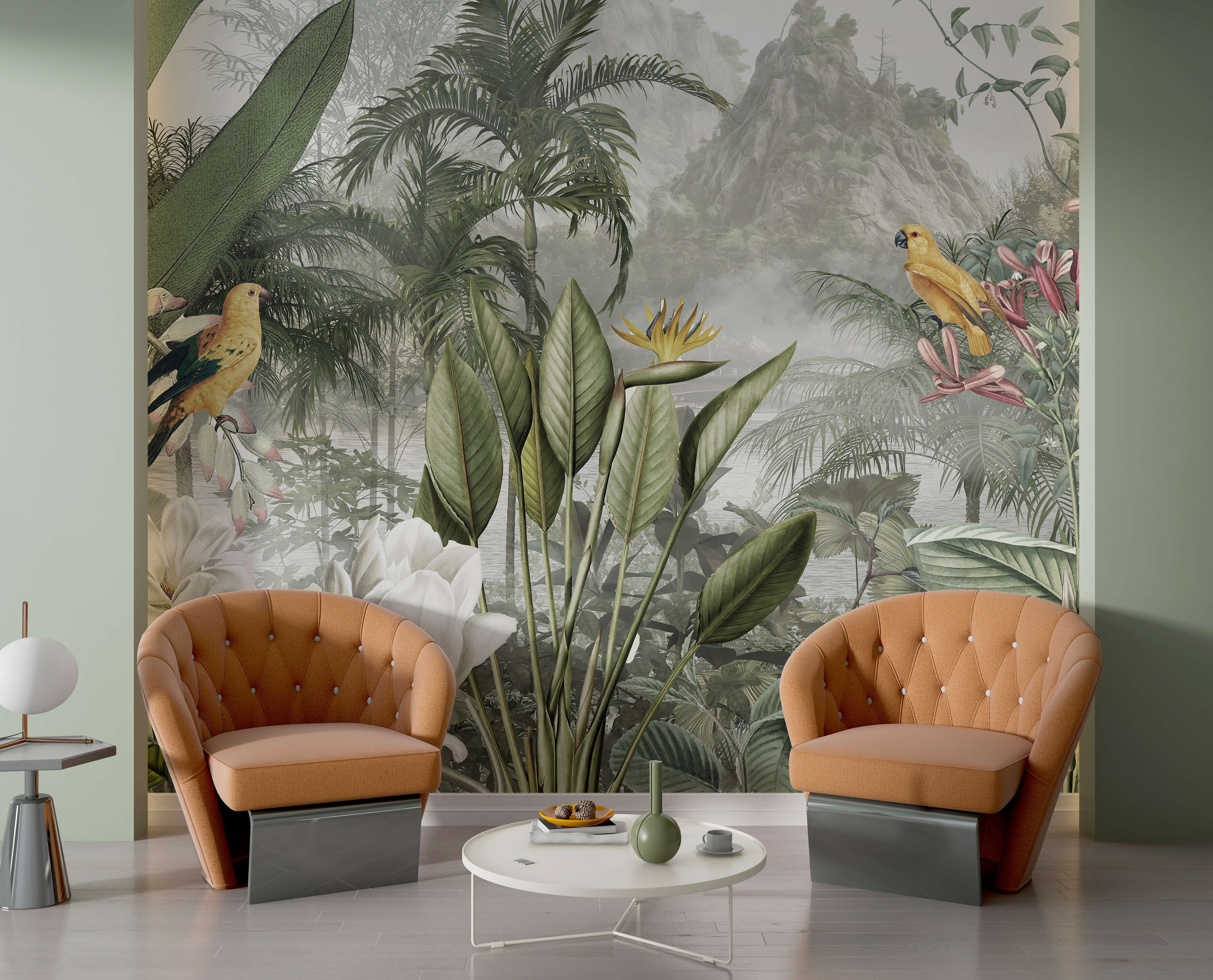 Group of plants and birds