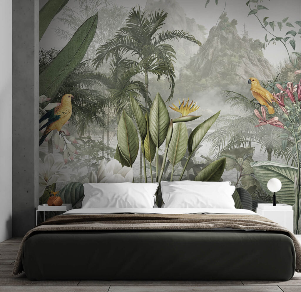 Group of plants and birds