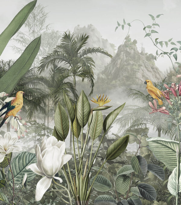 Grupo de plantas y aves Grupo de plantas y aves